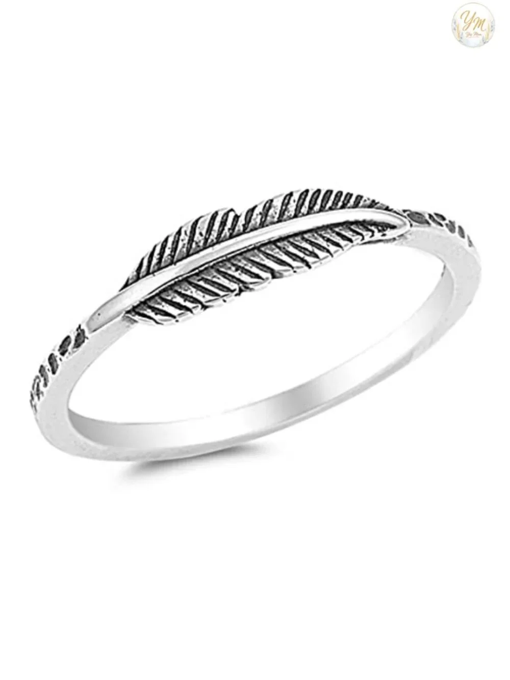 Oxidized Leaf Fashion Feather Ring New .925 Sterling Silver Band Size 3-12